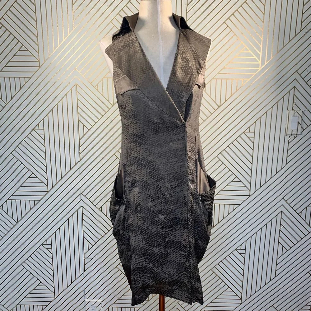 Karen‎ Millen Brown Silk Snake Vest Style Dress